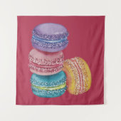 かわいいレインボーマカロンの水彩画 タペストリー (正面)