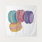 かわいいレインボーマカロンの水彩画 タペストリー (正面(横))