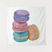 かわいいレインボーマカロンの水彩画 タペストリー (正面)