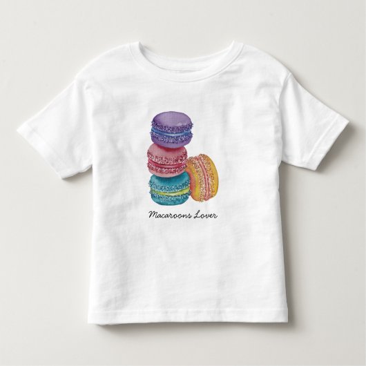 かわいいレインボーマカロンの水彩画 トドラーTシャツ (正面)
