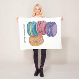 かわいいレインボーマカロンの水彩画 フリースブランケット