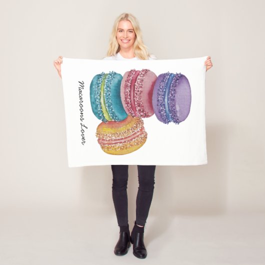 かわいいレインボーマカロンの水彩画 フリースブランケット (インサイチュ)