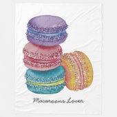 かわいいレインボーマカロンの水彩画 フリースブランケット (正面)