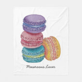 かわいいレインボーマカロンの水彩画 フリースブランケット (正面)