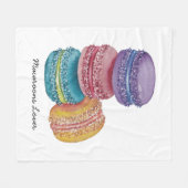 かわいいレインボーマカロンの水彩画 フリースブランケット (正面(横))