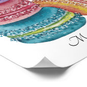 かわいいレインボーマカロンの水彩画 ポスター (角)