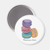 かわいいレインボーマカロンの水彩画 マグネット (正面/裏面)