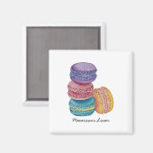かわいいレインボーマカロンの水彩画 マグネット (正面/裏面)