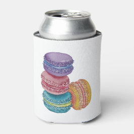 かわいいレインボーマカロンの水彩画 缶クーラー