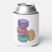 かわいいレインボーマカロンの水彩画 缶クーラー (缶裏面)