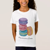 かわいいレインボーマカロンの水彩画 Tシャツ (正面)