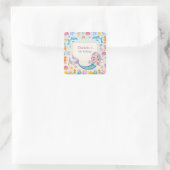 かわいいレインボーマーメイドフィッシュシャーククジラ誕生日 スクエアシール (バッグ)