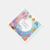 かわいいレインボーマーメイドフィッシュシーホース誕生日 スタンダードカクテルナプキン (角)