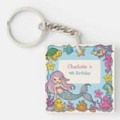かわいいレインボーマーメイドフィッシュタートスター誕生日 キーホルダー (正面)