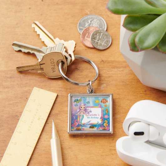 かわいいレインボーマーメイドフィッシュタートスター誕生日 キーホルダー (デスク)