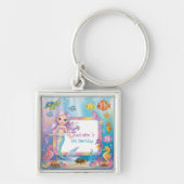 かわいいレインボーマーメイドフィッシュタートスター誕生日 キーホルダー (正面)