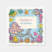 かわいいレインボーマーメイドフィッシュタートスター誕生日 スタンダードカクテルナプキン (正面)