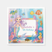 かわいいレインボーマーメイドフィッシュタートスター誕生日 スタンダードカクテルナプキン (正面)