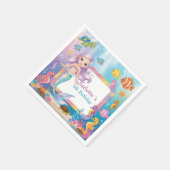 かわいいレインボーマーメイドフィッシュタートスター誕生日 スタンダードカクテルナプキン (角)