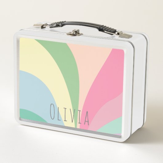 かわいいレインボーモダンキッズ メタルランチボックス (正面)