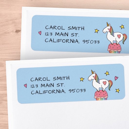 かわいいレインボーユニコーンオン誕生日カップケーキ ラベル