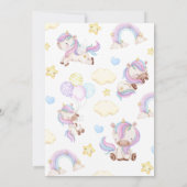 かわいいレインボーユニコーンガールベビーシャワー招待状 招待状 (裏面)