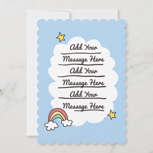 かわいいレインボーユニコーンスターズハート誕生会 招待状 (裏面)