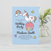 かわいいレインボーユニコーンスターズハート誕生会 招待状 (スタンド正面)