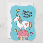 かわいいレインボーユニコーンスターズハート誕生会 招待状 (裏面)