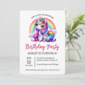 かわいいレインボーユニコーンバースデーパーティーの招待 招待状 (スタンド正面)