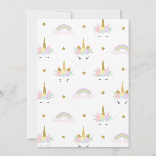 かわいいレインボーユニコーンバースデーパーティ招待状 招待状 (裏面)