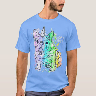 かわいいレインボーユニコーンフランスのブルドッグFrenchie Dog G Tシャツ