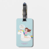 かわいいレインボーユニコーンプールフロートパーソナライズされた ラゲッジタグ (裏面縦)