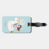 かわいいレインボーユニコーンプールフロートパーソナライズされた ラゲッジタグ (裏面横)