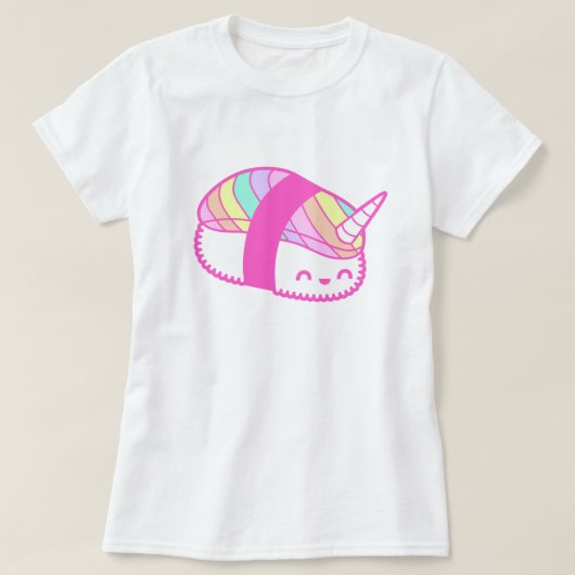 かわいいレインボーユニコーン寿司 Tシャツ (デザイン正面)