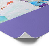 かわいいレインボーユニコーン水彩少女カスタマイズ ポスター (角)