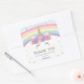 かわいいレインボーユニコーン第1回第2回誕生日パーティーのお願い スクエアシール (封筒)