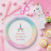かわいいレインボーユニコーン魔法の誕生日パーティー ペーパープレート (パーティー)