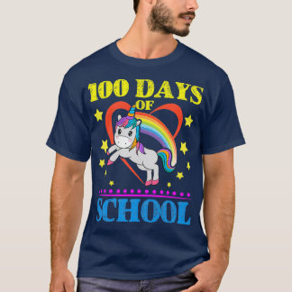 かわいいレインボーユニコーン00日of School Tシャツ