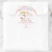 かわいいレインボーユニコーン3歳の誕生日ありがとう ラウンドシール (バッグ)