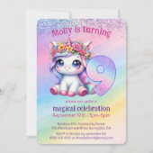 かわいいレインボーユニコーン9th魔法の誕生日 招待状 (正面)