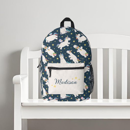 かわいいレインボーユニコーン&スターバックパック プリントバックパック