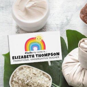 かわいいレインボーレトロこんにちは私の名前は磁気名 名札