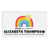 かわいいレインボーレトロこんにちは私の名前は磁気名 名札 (正面)