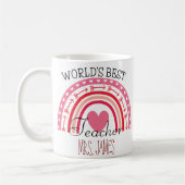 かわいいレインボーワールド最高の先生バレンタインギフト コーヒーマグカップ (左)