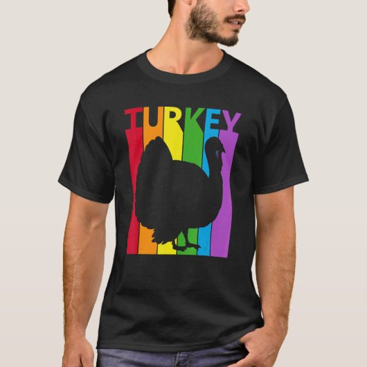 かわいいレインボー七面鳥 Tシャツ (正面)