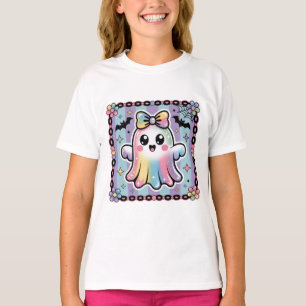 かわいいレインボー不気味幽霊シーズンハロウィーンTシャツ Tシャツ