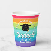 かわいいレインボー卒業生LGBTQ卒業式パーティー 紙コップ (裏面)