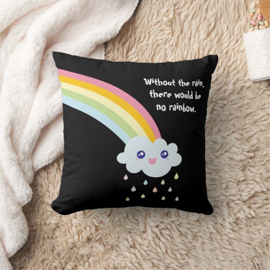 かわいいレインボー感動的とやる気を起こさせる引用文 クッション (ブランケット)