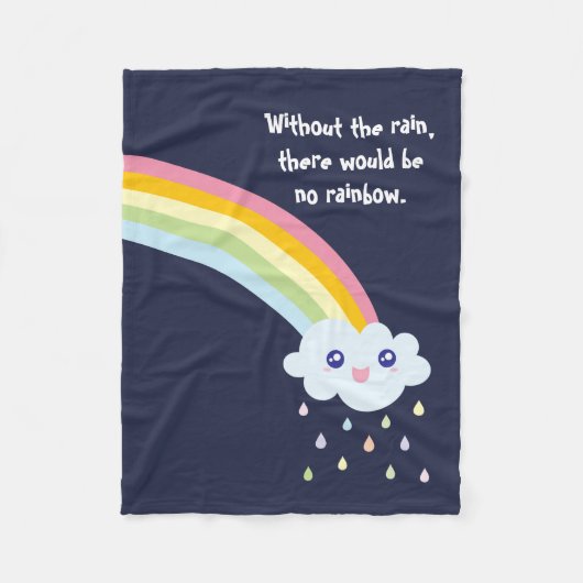 かわいいレインボー感動的とやる気を起こさせる引用文 フリースブランケット (正面)